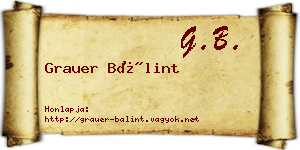 Grauer Bálint névjegykártya
